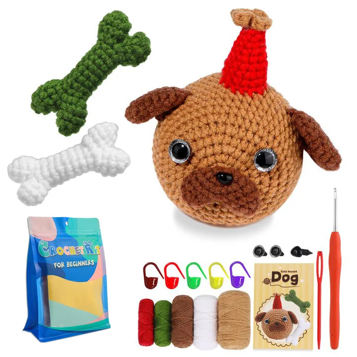 Soft DIY Beginners Crochet Kit Beginners Crochet Kit Dog Animal Set Hand Crochet Material Kit