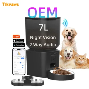 OEM 7L Smart Pet Feeder With HD Camera App Control Pet Food Feeders Automatic Cat Feeder With Camera Night Vision 5G Wifi Tuya Pack of 8