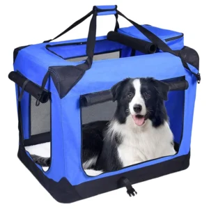 Luxury Portable Car Carrier Kennel for Dogs Cats Rabbits Foldable Soft Pet Car Travel Crate 3 Doors Fleece Mat for Outdoor