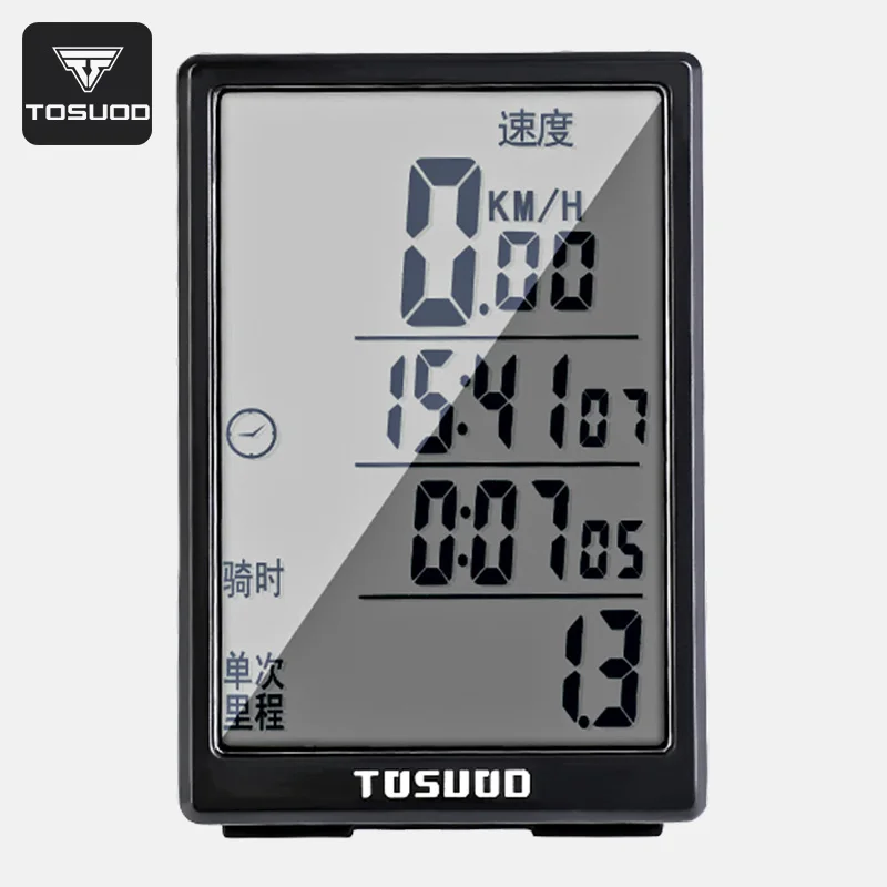 TOSUOD Large Screen Bicycle Speed Meter Wireless Highway Mountain Bike Odometer Rainproof Riding Sensor