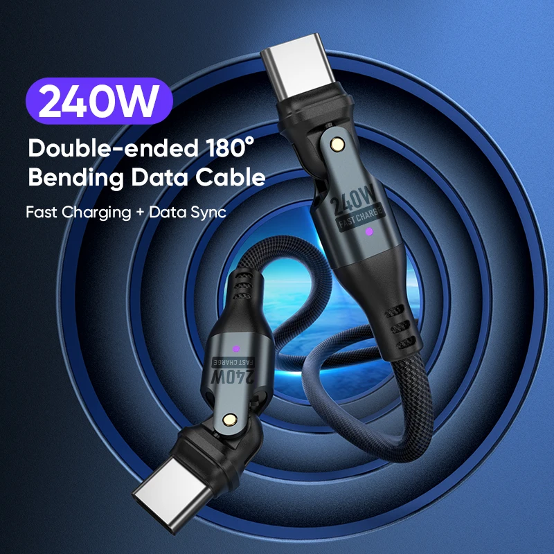 48V/5A Fast Charging Type-C Cable | Pd 240w USB C to Type C Phone Laptop Quick Charger Cable 180 Bending - Image 3
