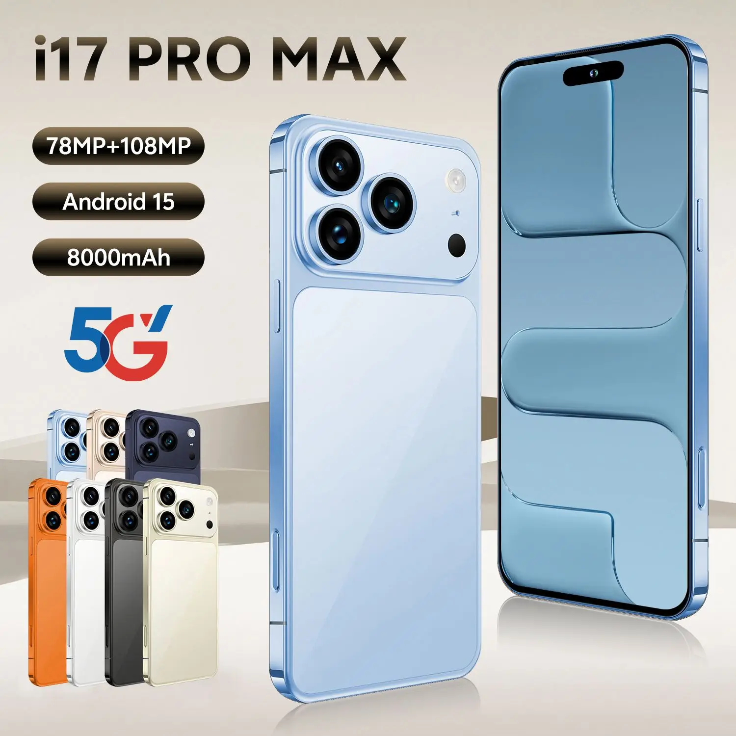 I 17 Pro 5G Smartphone 108MP Triple Camera 16GB+512GB 6000mAh Fast Charge Version Cross-Border Hot Selle