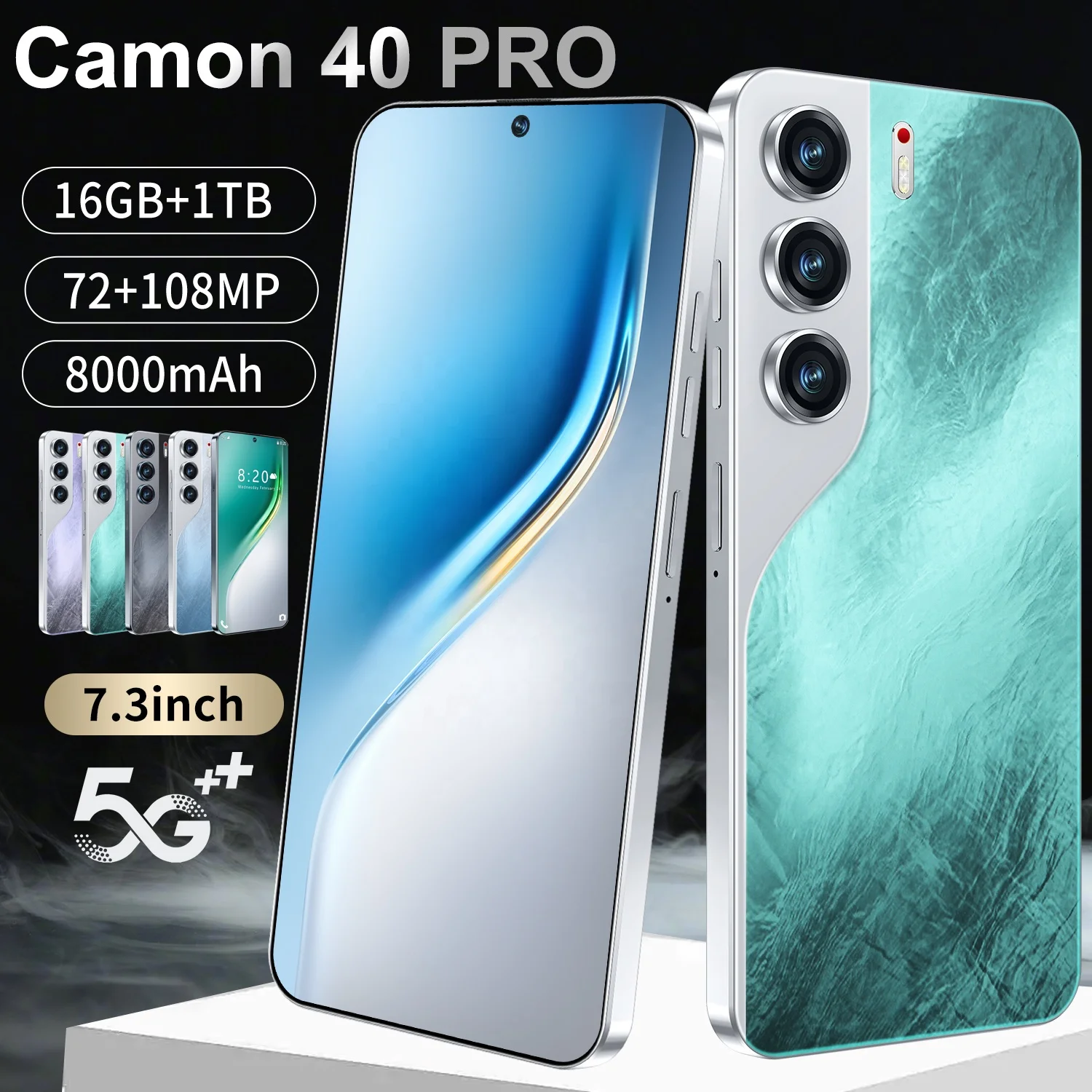 Good Selling Camon 40 Pro Techno 1TB Camon40 Pro Deca-core 7.3inch 16+1TB 5G Smartphones 8000mAh 108MP Android Phone