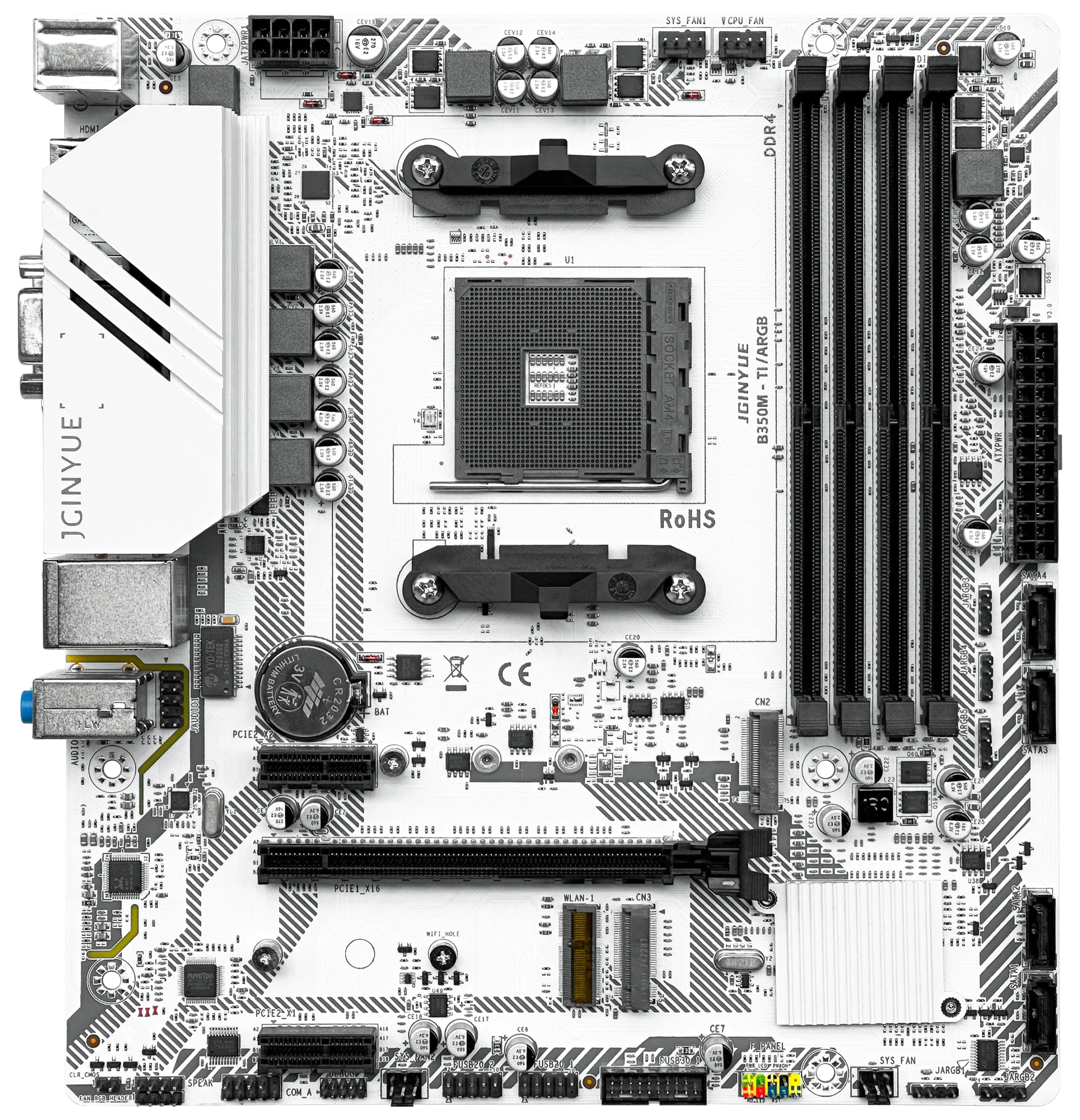 JGINYUE B350M-TI/ARGB M-ATX Motherboard for AMD B350 Chipset Ryzen AM4 DDR4 for Computer ARGB