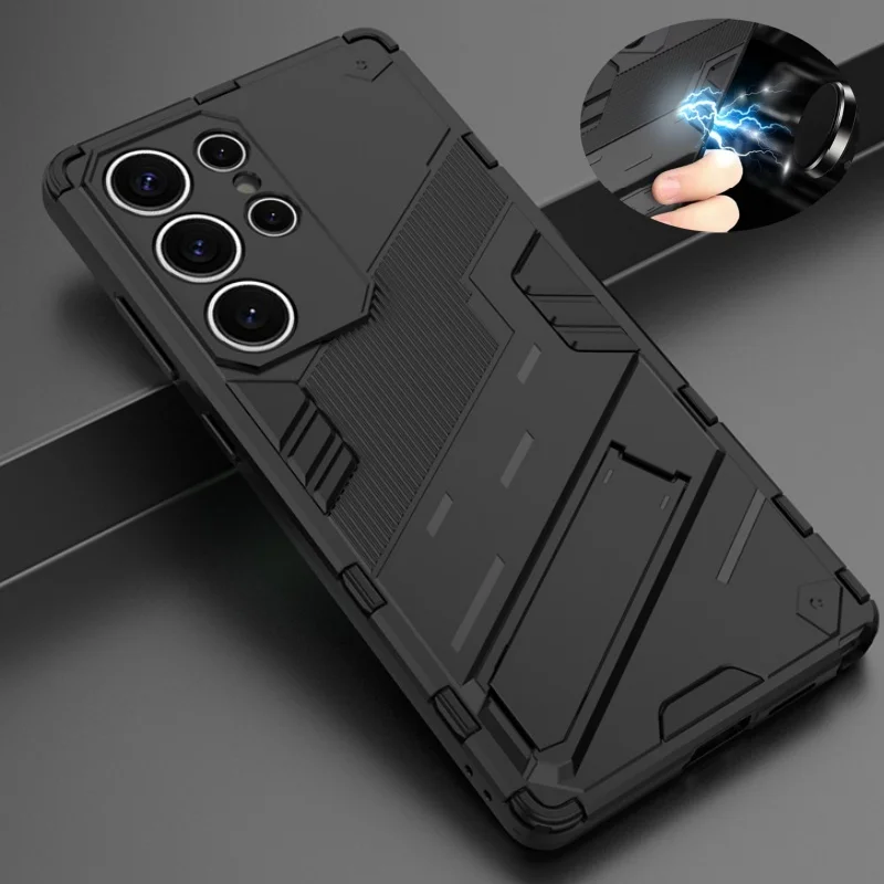 For Samsung S25 Ultra 5G Case Armor Shockproof Phone Cases for Galaxy S26 Ultra S26 Plus A06 Magnetic Holder Stand Back Cover Pack of 10 - Image 2