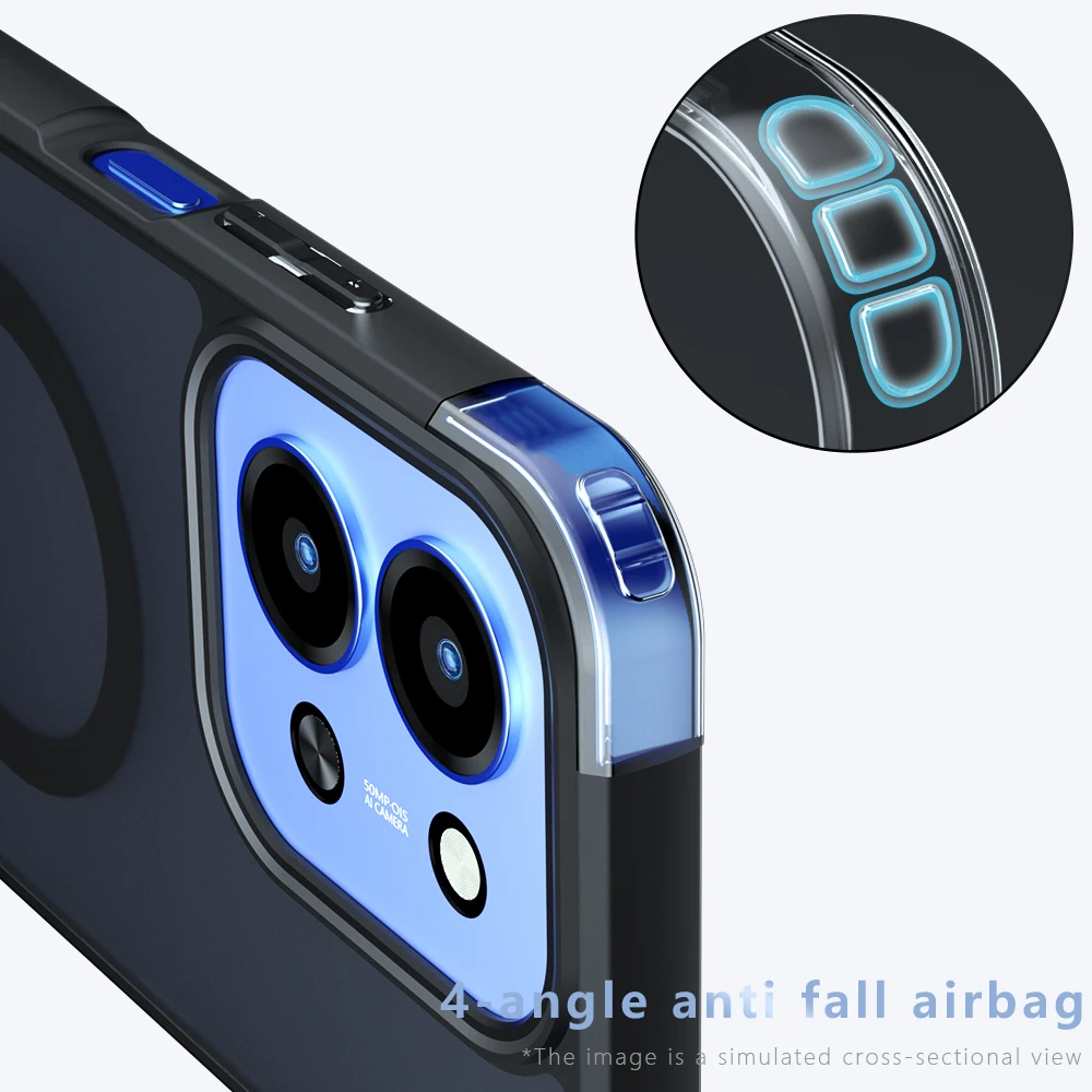 For POCO C85 Wireless Charging Magnetic Acrylic Matte Case for Redmi 15C 4G 5G Redmi 15 Shockproof Transparent Cover Hard Bumper Pack of 10 - Image 2