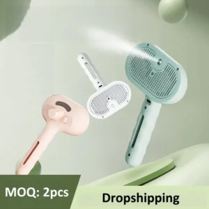 USB Recharge Quiet 4-in-1 Cat Grooming Spray Brush Self Cleaning Anti-Static Portable Effective Pet Steam Brush for Dogs & Cats