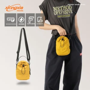 Unisex Mini Shoulder/Crossbody Bag Custom Logo Waterproof Nylon Zipper Closure Travel Hiking Sports Mobile Phone Water Bag Pack of 5