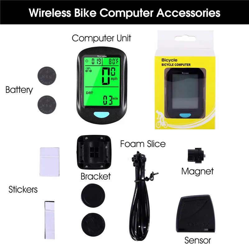 WEST BIKING New Waterproof Solar Exercise GPS Bike Cycling Bicycle Computer Cycle Wireless Multi-Function Bike Bicycle Computer Pack of 2 - Image 4