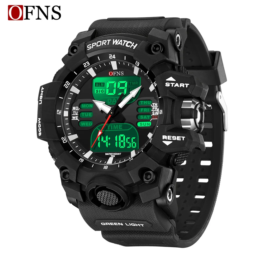 OFNS Men Dual Digital Watches Waterproof Sport Watches for Men Alarm Stopwatch Quartz Wrist Watch Male Digital Clock 6126 - Image 4