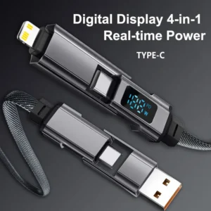 High Quality Digital Display 1m USB C Fast Charging Cable 4 in 1 Double Type C Data Cable PD Charger Cord for Mobile Phone
