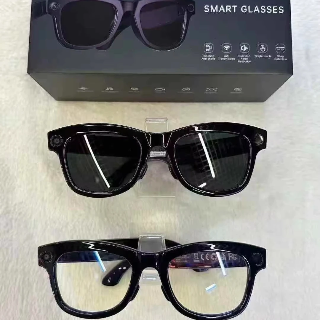 MINGTAIHE New Smart Glasses 4K HD Camera WiFi Music Player USB Charging Hands-Free Recording Cycling Running Vlog Open Ear Pack of 2