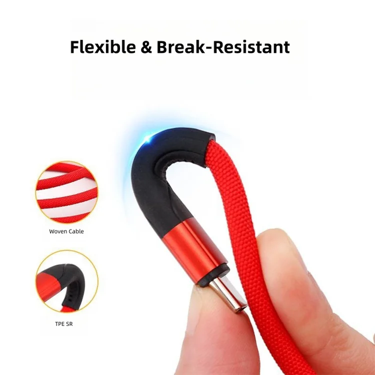 Us Usb to Type-c 120w Data Fast Charging Cable 5a Data Cable Nylon Braided Usb Cable for All Phone 1m 3ft Pack of 50 - Image 4