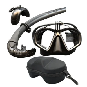 Wholesale Wet Go-pro Mount Low Volume Diving Mask Tempered Glass Freedive Mask J-type Snorkel Set with Camera Mount Black