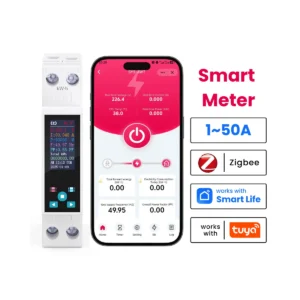 TO-Q-SYS-JZT Zigbee Smart Home Tuya Smart Electricity Meter Smart Life Products with LCD Screen 50A Metering Device TONGOU Pack of 5