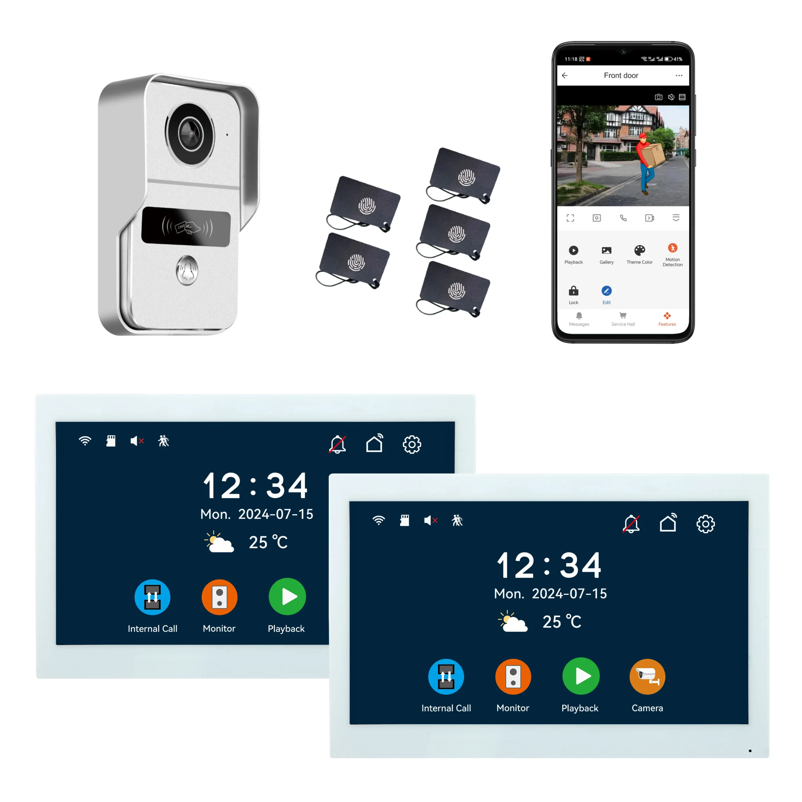 Tuya Smart 2 Wire Video Intercom Doorbell 10.1&7 Inch Screen Monitor With Doorbell Camera Wired Video Door Phone Intercom System