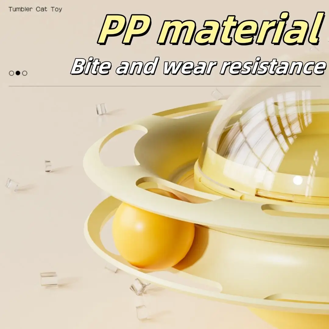 Interactive Tumbler Carousel Cat Toy with Teaser Stick for Slow Feeding Boredom Relief Training Puzzle Treat Dispenser Cat Toy Pack of 2 - Image 4