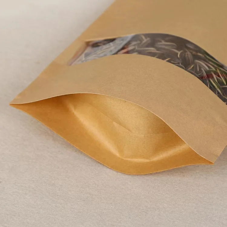 Custom Logo Compostable Stand up Pouch with PE Zipper for Snack Spice Nut Feed Flour Packaging - Image 2