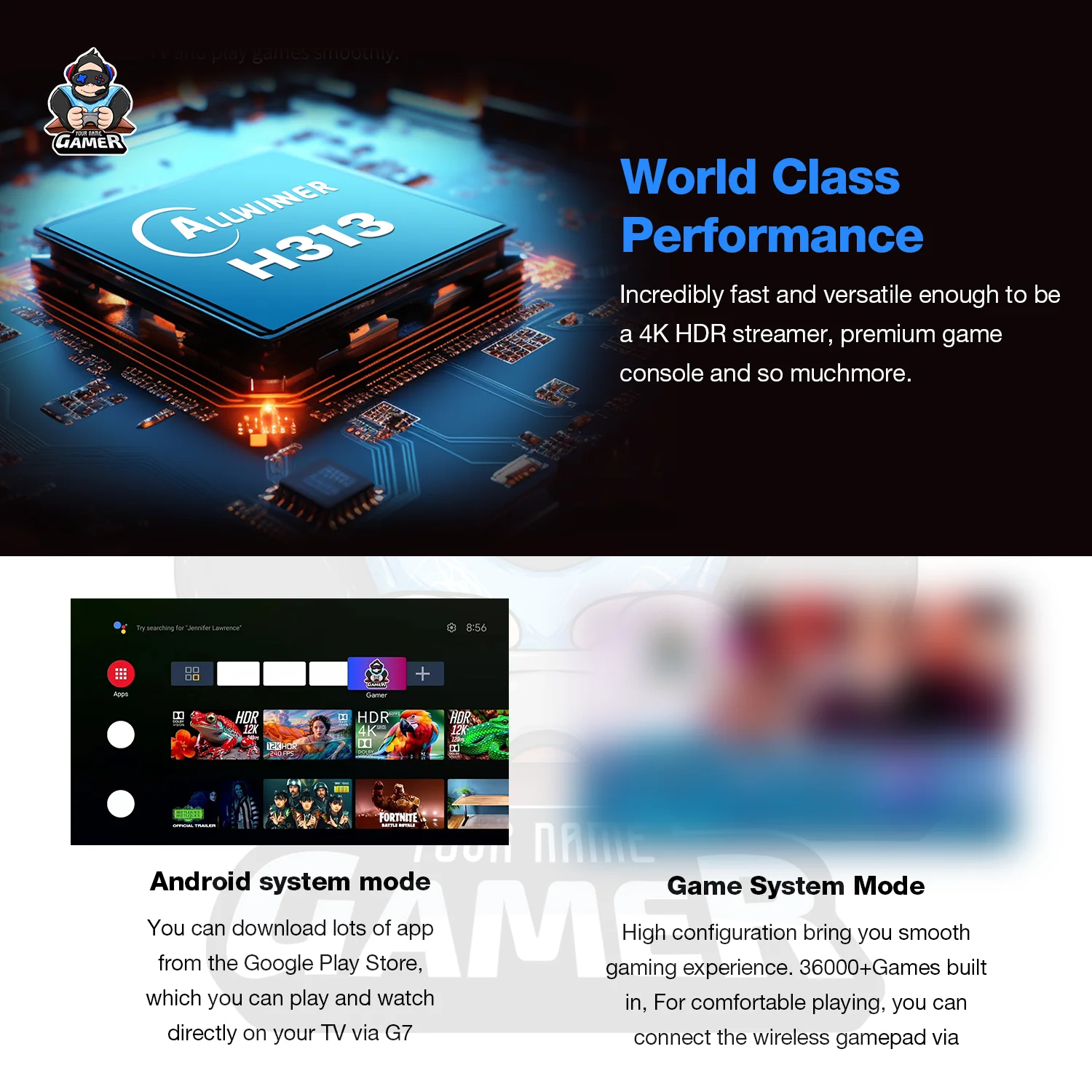 Excellent Quality G7 TV Game Console ZOKU AllwinnerH313 RAM 4GB ROM 64GB Android16 ATV BT5.4 Dual Wireless Controller 8k Games - Image 4