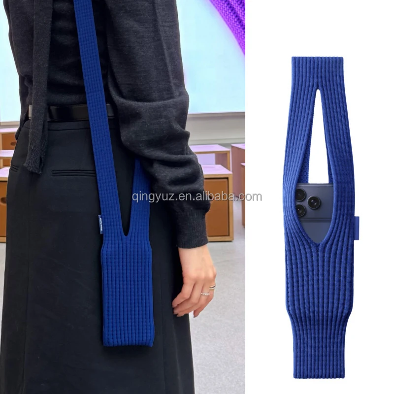 80cm OEM Logo Crossbody Length Multi-Wear Style 3D Knitted Stereo Portable Polyester Card Holder Luxury Sports Bag Mobile Phone