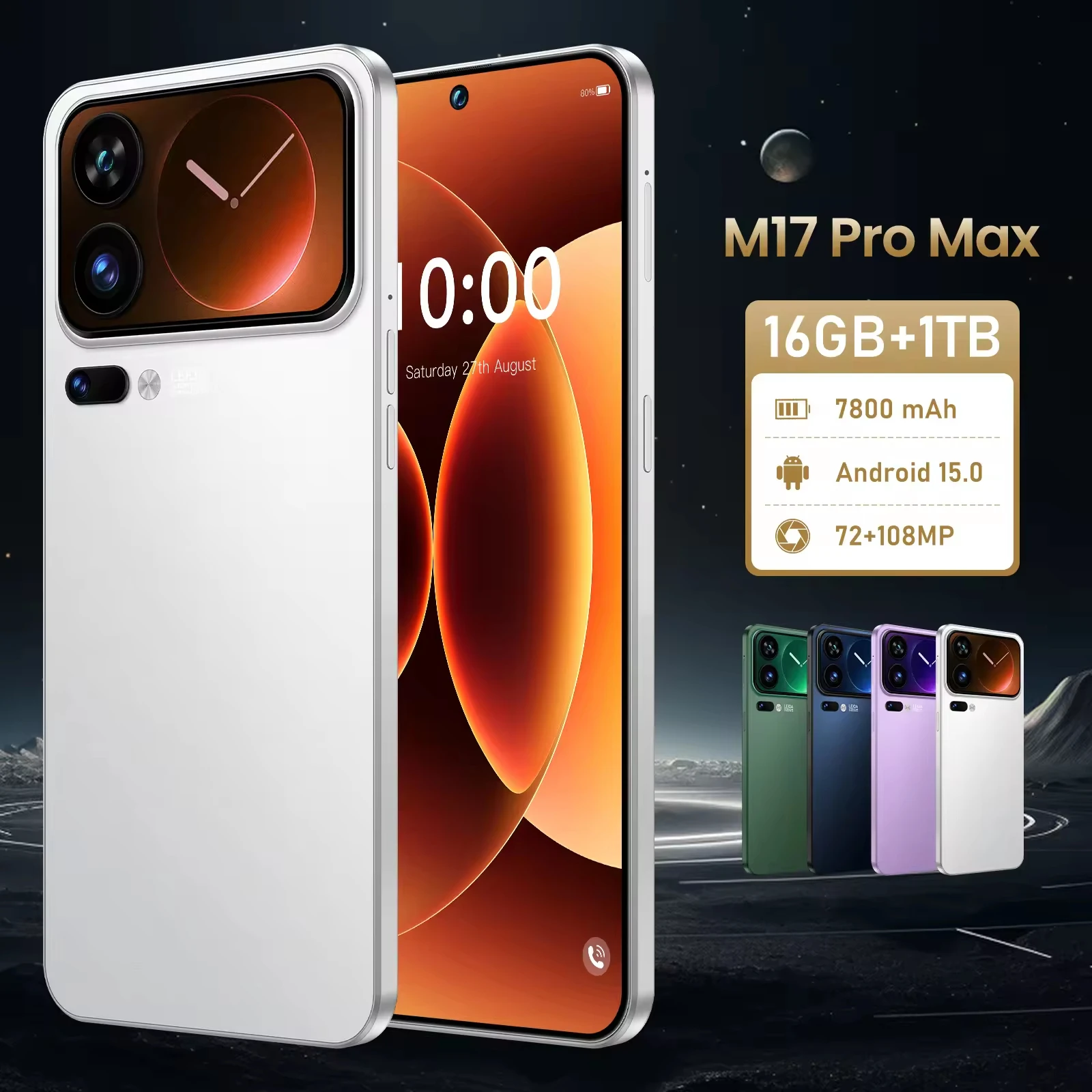Productos Populares Global M17 Pro Max 3G 4G 5G Smartphone with Front-facing Camera 7.3-inch Display Unlocked Android 15 Pack of 2 - Image 2