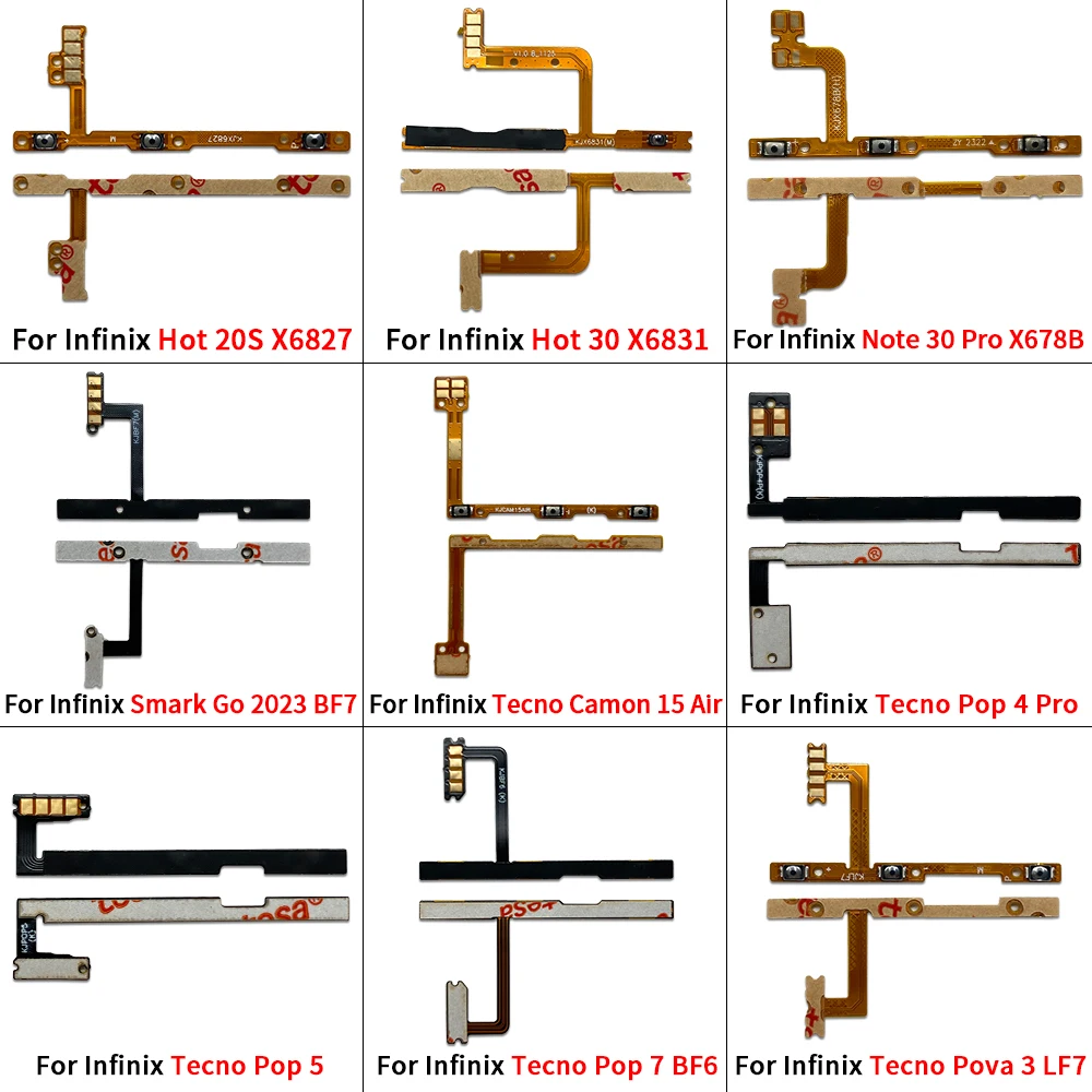 Power Volume Flex Cable for Infinix Hot 20S 30 Play NFC Note 30 Smart Go Camon 15 20 Pro Pop 4 Pro Pop 5 7 Pova 3 5G LD 7 Neo Pack of 50 - Image 3