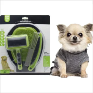 Portable Stainless Steel Pet Grooming Kit LED Features Includes Plastic Brushes Scissors for Home Dog Cat Hair Removal Box Pack of 10