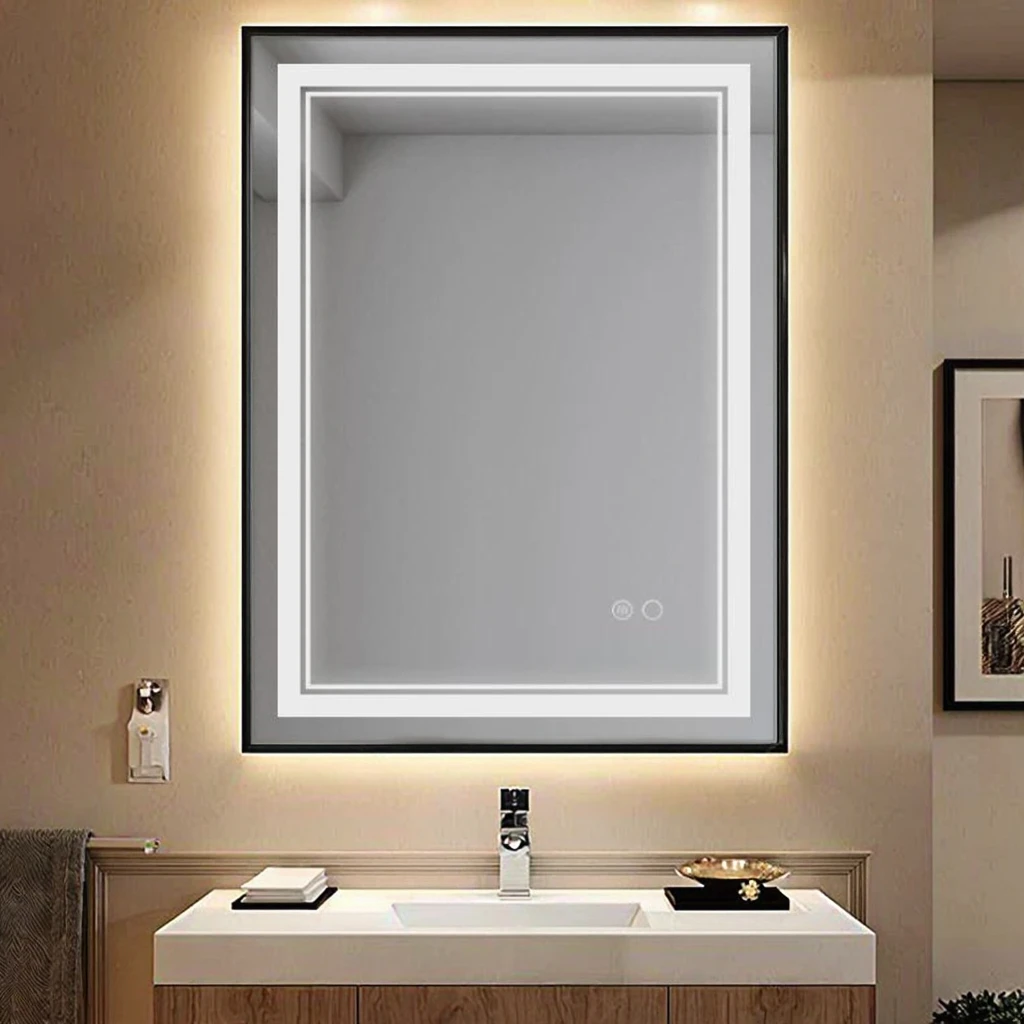 Modern LED Smart Bathroom Mirror Rectangle Graphic Solution for Hotel Application Led Bathroom Mirror Pack of 2 - Image 2