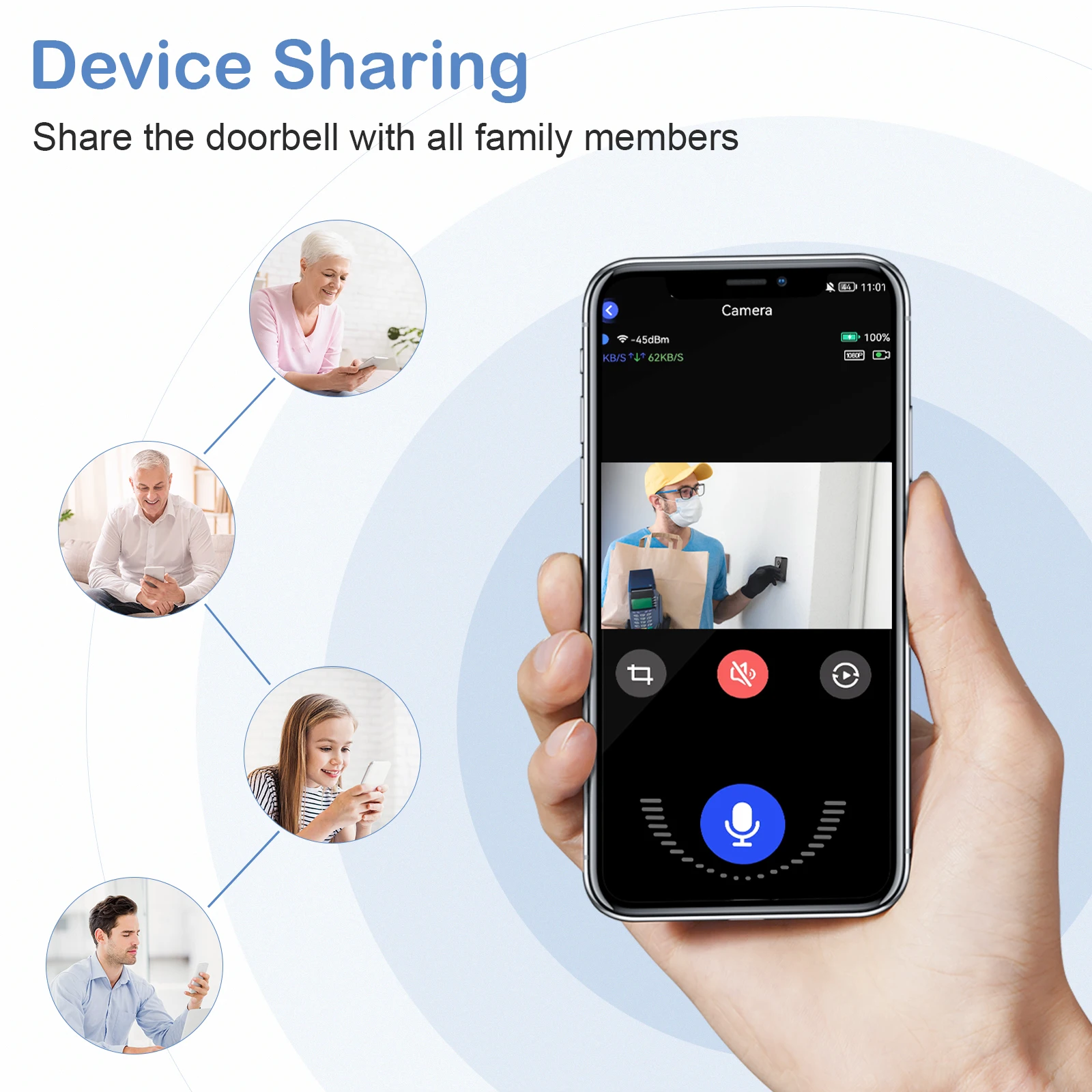 Home Video Smart Wi-Fi Doorbell Camera with Night Vision and Audio Wireless Ring Doorbell for Door Phones Pack of 2 - Image 2