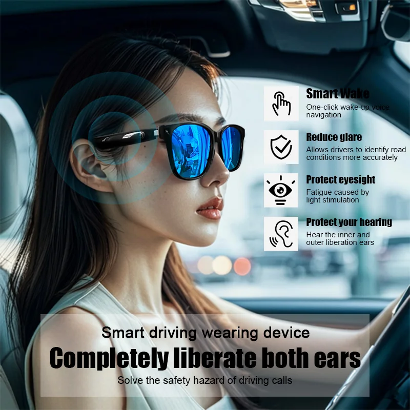 HotGS08 AI Smart Glasses with for Bluetooth Polarized UV Protection and Blue Light Blocking Sunglasses for Music Listening Phone - Image 3
