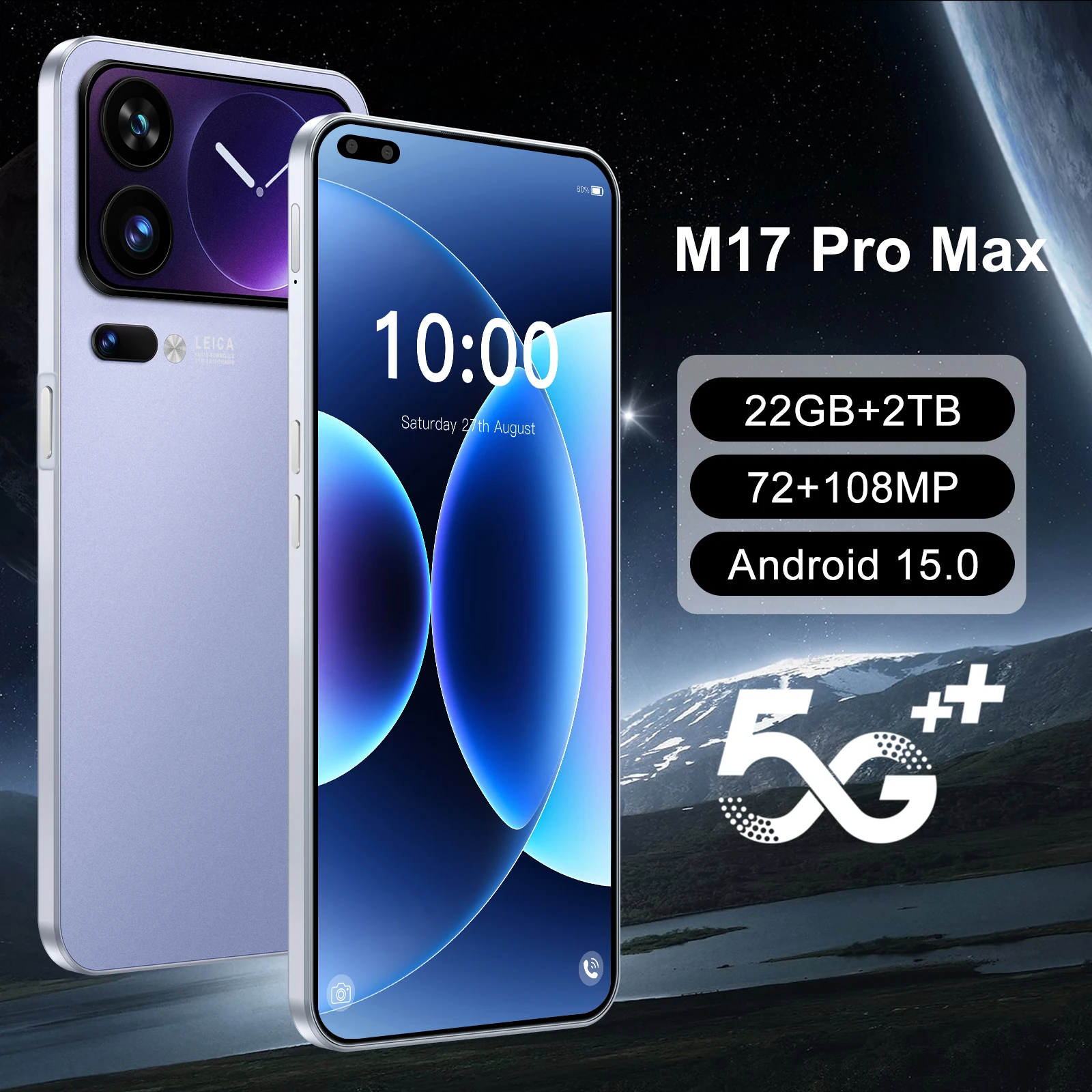 Highly Recommend New Product Android 15 OLED Mobile Phone M17 Pro Max 5G Smartphone Unlocked Phone for 7000mah - Image 2