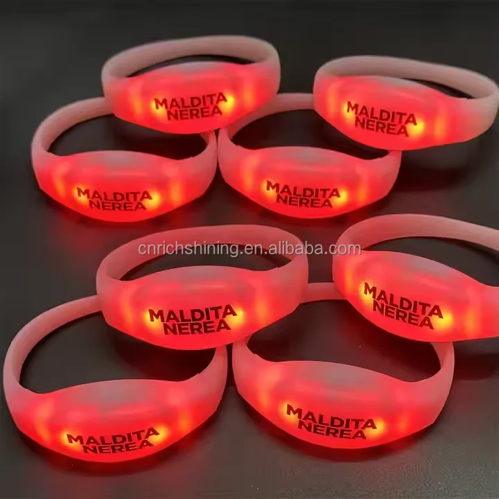 RICHSHINING Music Sound LED Flash Wristband Light up LED Bracelet Wireless Glowing Wristband for Bar Party Pack of 500 - Image 3