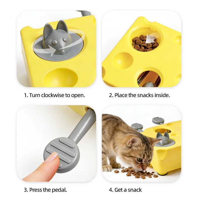 Factory Direct Interactive Cat Toy Whack a Mole Treat Dispenser ABS Puzzle Feeder for Indoor Cats Pack of 12 - Image 3