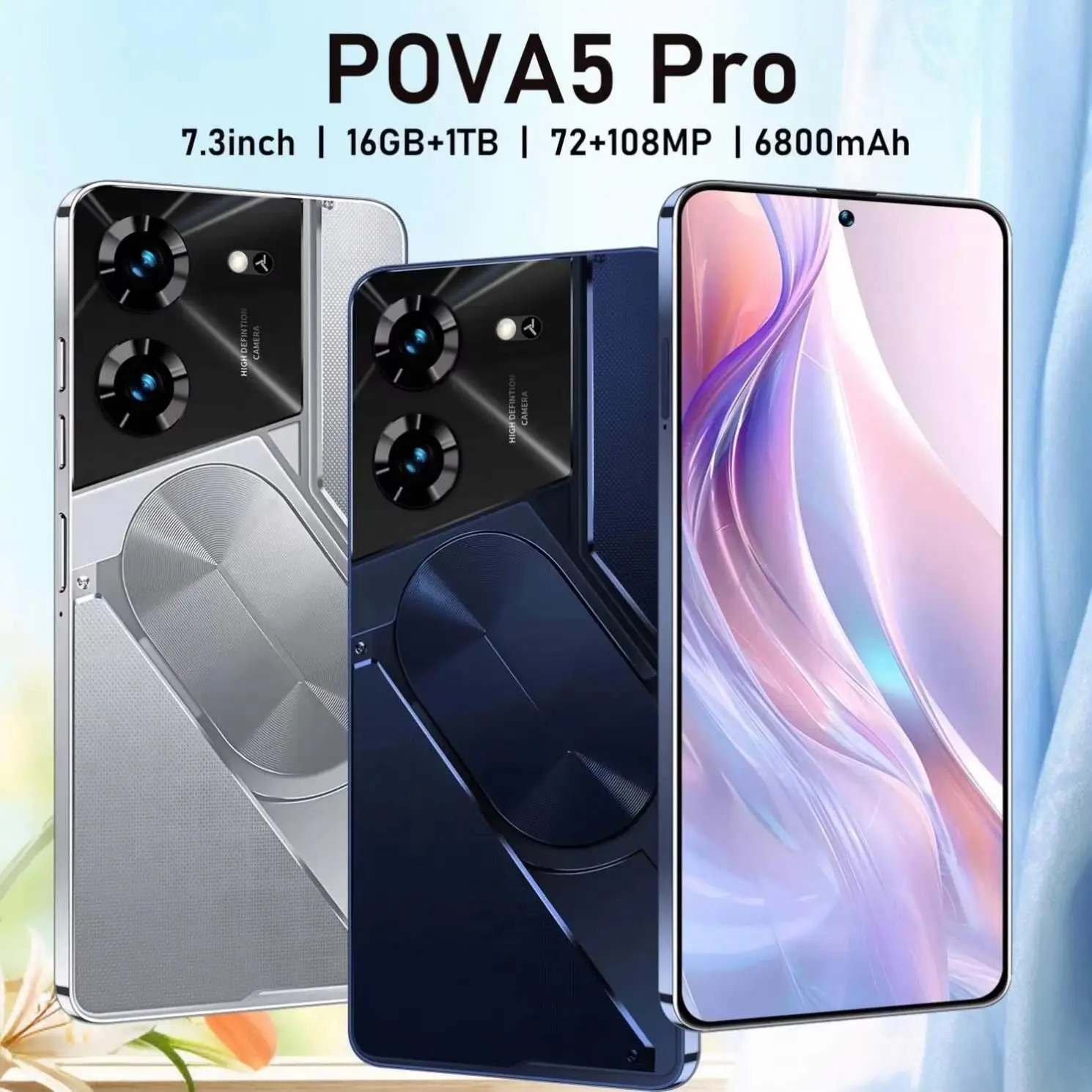 Wholesale 7.3inch Android Smartphone with 16GB+1TB Storage 6800mAh Battery MTK Processor Dual SIM Standby Mobile Phones - Image 2