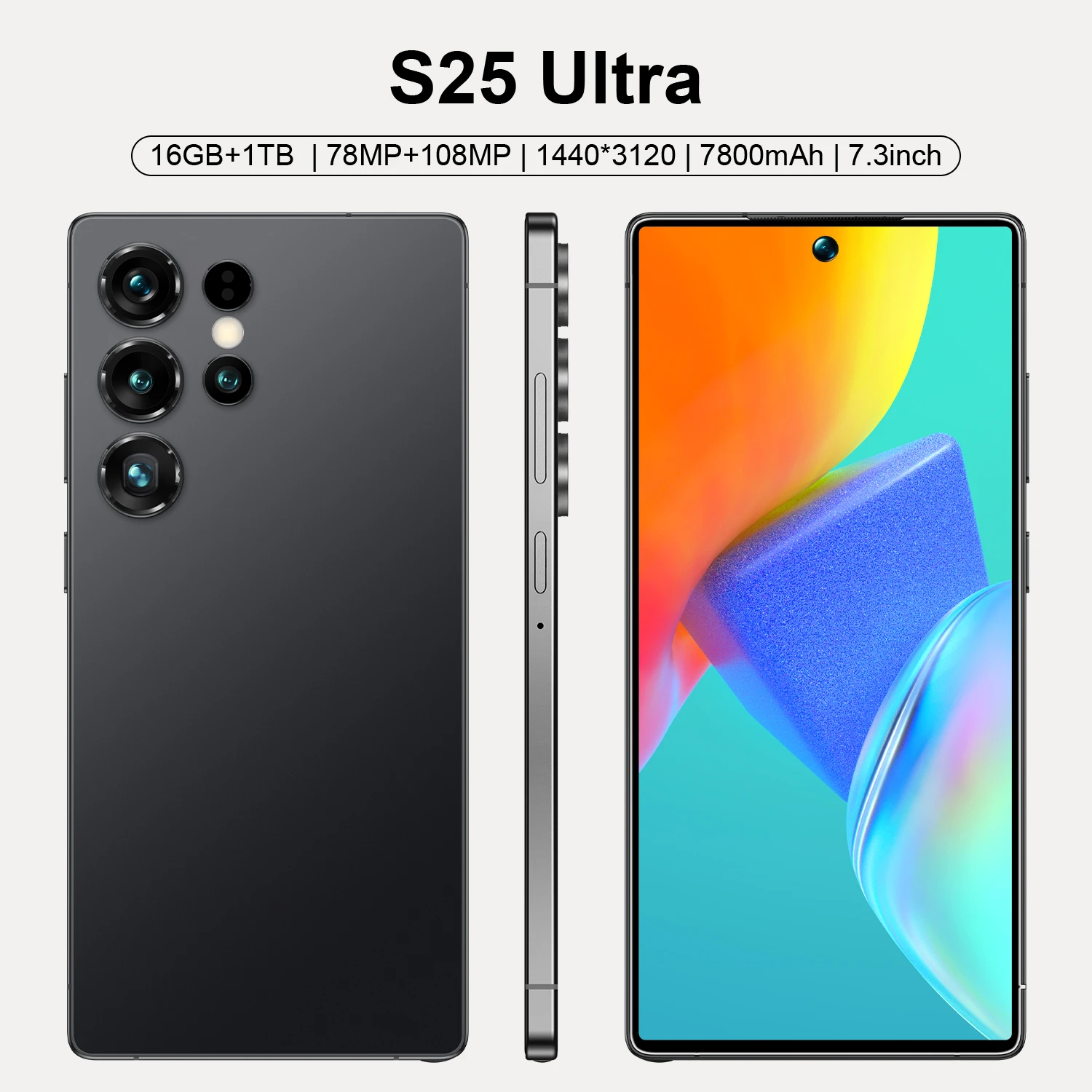 Crafted with Precision S25 Ultra Dual Sim 5G Smartphone with Face Recognition Deca Core CPU 108MP Rear Camera LTE CDMA Cellular
