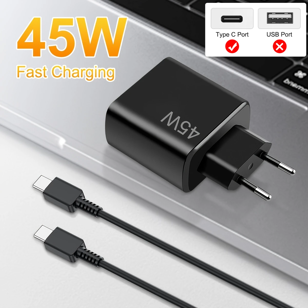 45W Type-C Super Fast Charging PD 3.0 USB C Data Cable for Samsung for Galaxy S22 S23 S24 Ultra EU UK Plug Pack of 5 - Image 3