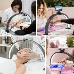 Foldable Half Moon LED Lamp Nail Light with Phone Holder Face Beauty Led Table Lamp Nail Salon Lash Working Desk Table Lamps
