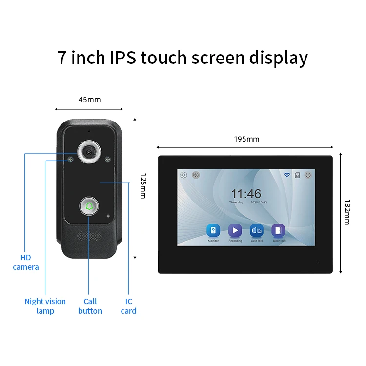 Smart Intercom System with Camera 2 Wire Doorbell with Monitor Video Door Phone for Office and Residential Security - Image 3