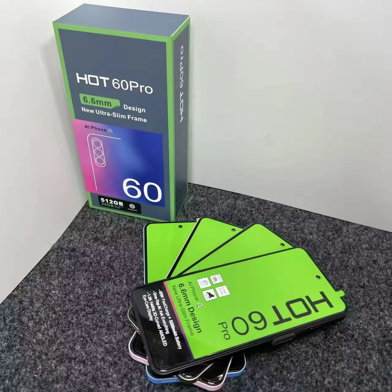 HOT60 PRO 3G 4G 5G Smartphone 6.6- Inch 24GB+512GB HD Deca Core Android 15 OS Global Version LTE Mobile Phones