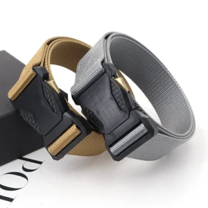 Men's Sports Car Horn Button Comfortable Breathable Outdoor Sports Belt Fashionable Versatile Casual Fabric Belt for Men Pack of 2