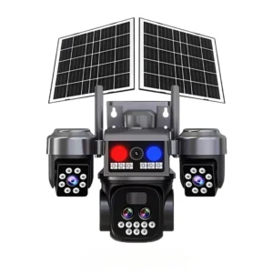 OEM V380 Pro Outdoor Solar Powered Wireless 3 PTZ Camera 4 Lenses 10X Zoom 4G Sim Card Solar Street Light Motion Detection