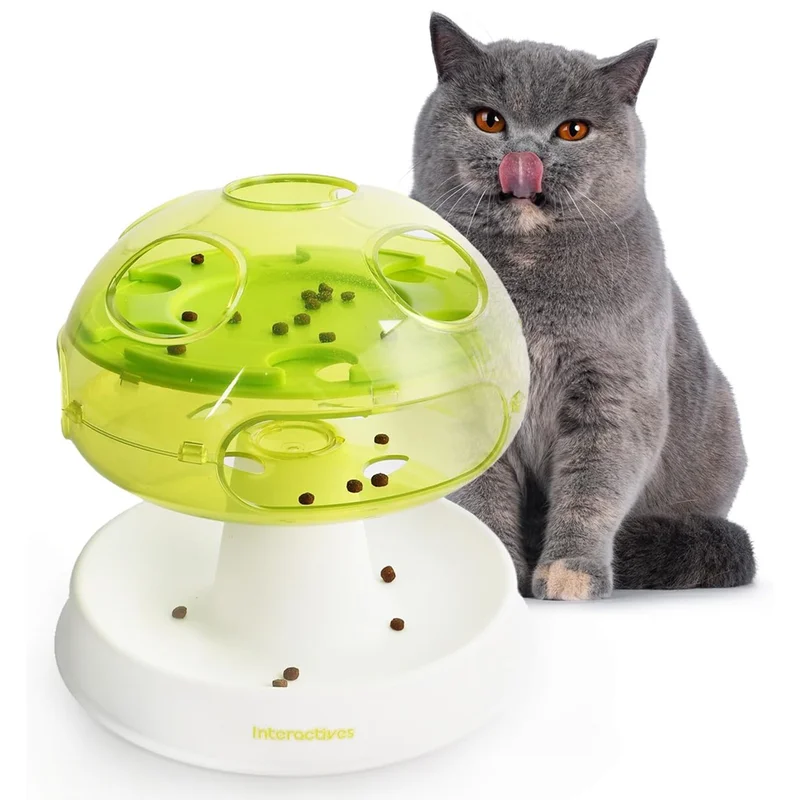 Dropshipping Durable Mushroom Slow Feeder Cat Toy Intelligence Mental Stimulation Boredom Relief Interactive Pet Treat Dispenser Pack of 2