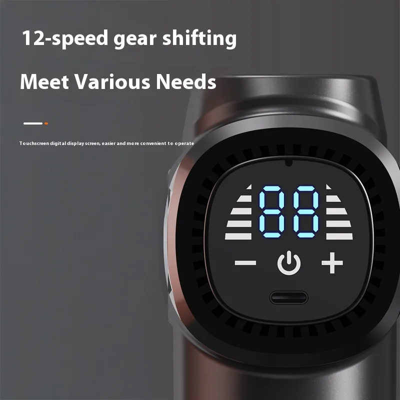 FactoryHigh Performance Portable Wireless Workout Massage Gun LCD Display 8 Heads 3800 RPM 12-Speed Myofascial Fitness - Image 4