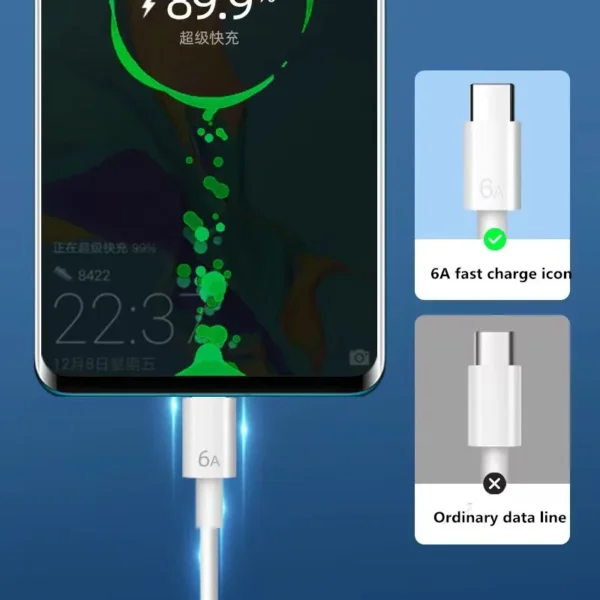 Abc Adapter Android Phone Super Fast Charging 6A USB-A to Type-C Cable High-Speed Data Transfer ...