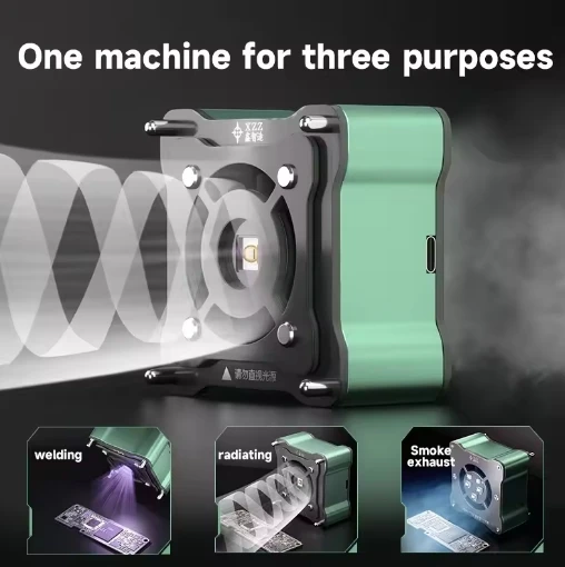 2 in 1 Curing Cooling Fan with LED Light for Mobile Phone PCB Welding Repair Fast Heating Dissipation Smoke Exhausting Fan - Image 4