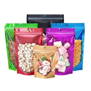 Recyclable Wholesales Clear Pouch Stand up Aluminum Foil Ziplock Plastic Bag for Dried Food Storage Pack of 200