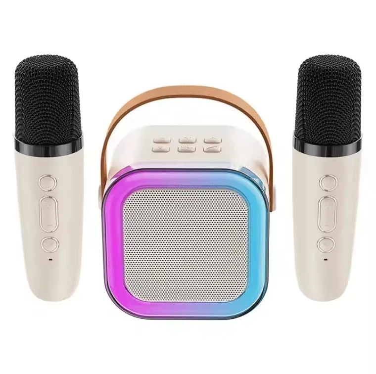 K12 Mini Portable Microphone Audio Integrated Microphone Bt Speaker Outdoor Portable Speakers Karaoke Machine with 2 Microphone - Image 2