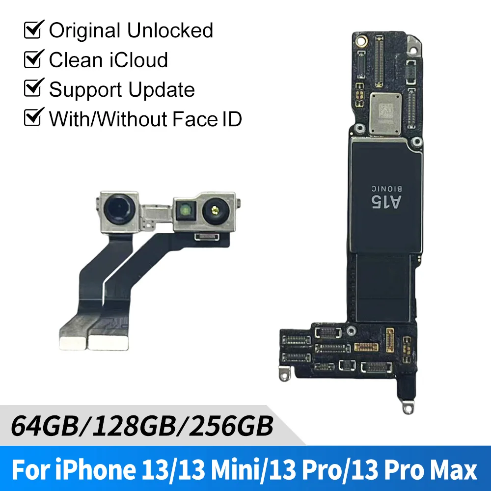 Mainboard 13 Pro 13 Mini 13 Pro Max ICLOUD Clean & Full Working 128GB 256GB 512GB Logic Board Face ID for iPhone 13 - Image 4