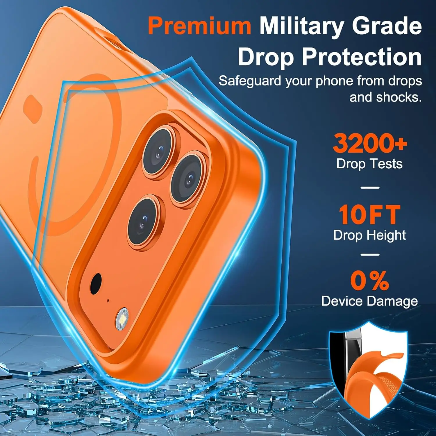 Rugged Magnetic Case Back Cover Supports Wireless Charging Translucent Matte Mobile Cell Case for iPhone 17 Pro Max Pack of 50 - Image 2