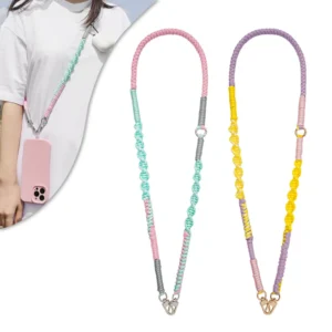 Wholesale Long Cross-body Neck Mobile Phone Lanyard Hand-woven Bag Straps Ins Girls Colorful Mobile Phone Chain Pack of 50